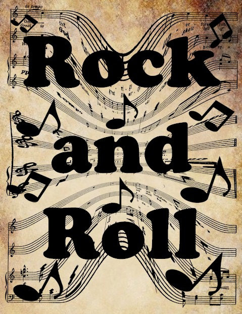 Rock And Roll Words Musical Notes Clip Art Png File Digital Graphics