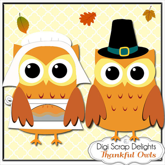 Thanksgiving Owls Pilgrims Indians Turkey Clip Art For Digital