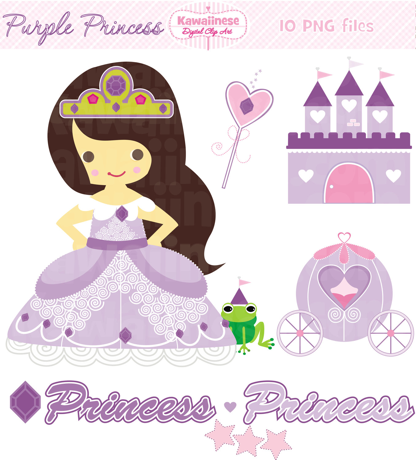 To Princess Clip Art Princess Digital Clip Art Purple Princess On Etsy