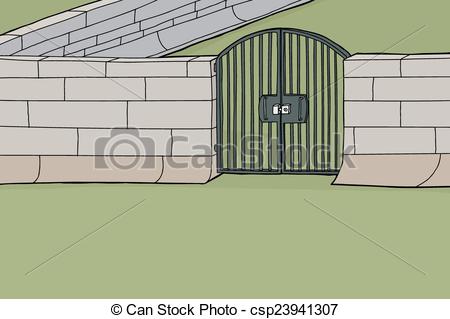 Locked Gate In Wall   Csp23941307