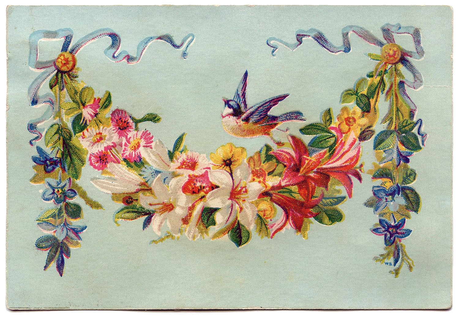 This Is A Pretty Little Card  Shown Above Is A Lovely Floral Garland