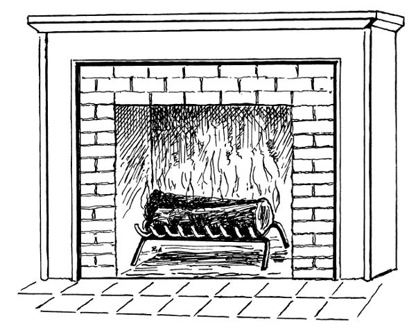 Fireplace With Fire Bw    Household Fireplace Fireplace With Fire Bw