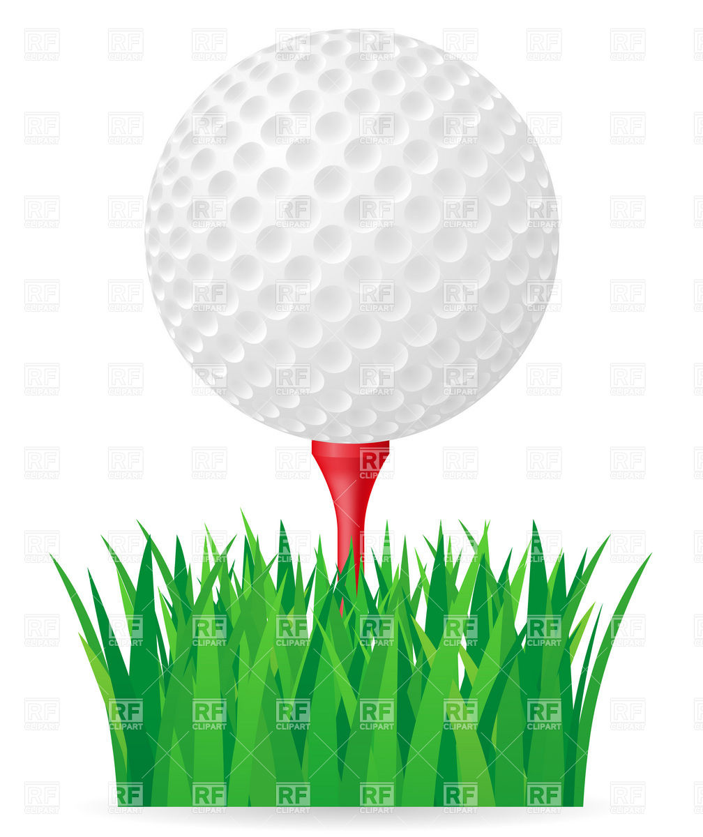 Golf Ball On Tee And Green Grass Download Royalty Free Vector Clipart