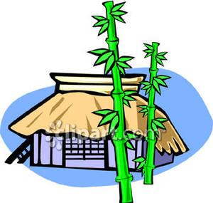Grass Hut With Bamboo   Royalty Free Clipart Picture