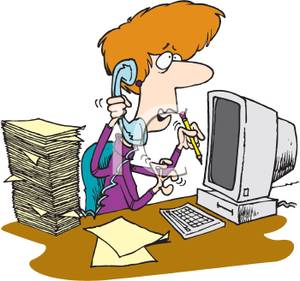 Busy Secretary On The Phone   Royalty Free Clipart Picture