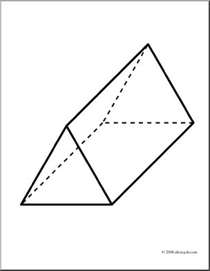 Clip Art  3d Solids  Triangular Prism  Coloring Page    Preview 1