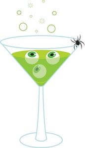 Drink Clipart Image   Spooky Green Martini With Black Widow Spider