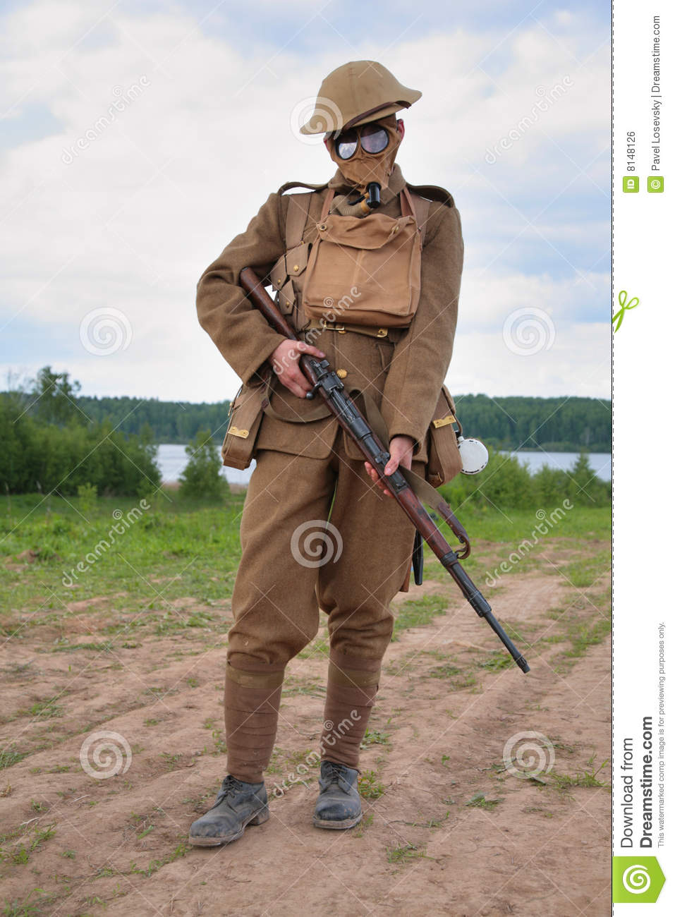 Royalty Free Stock Image  Soldier Of Ww1 In A Gas Mask
