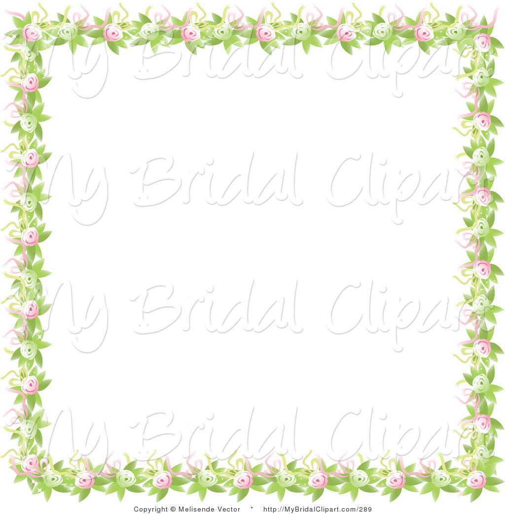 Bridal Clipart Of A Nature Border Of Green Leaves Pink And Green