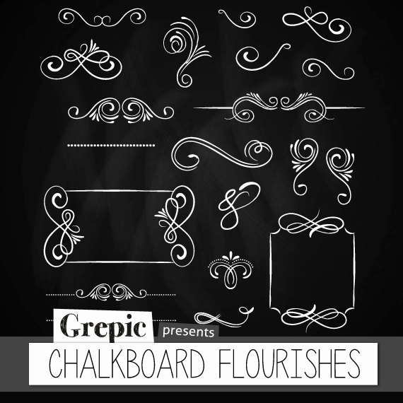 Chalkboard Flourishes  Digital Clipart  Chalkboard Flourishes