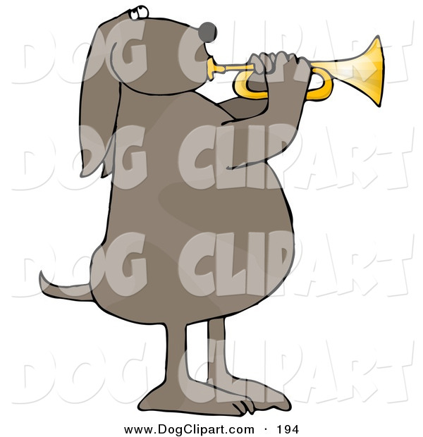 Clip Art Of A Cute Musician Brown Spotted Dog Standing On His Hind