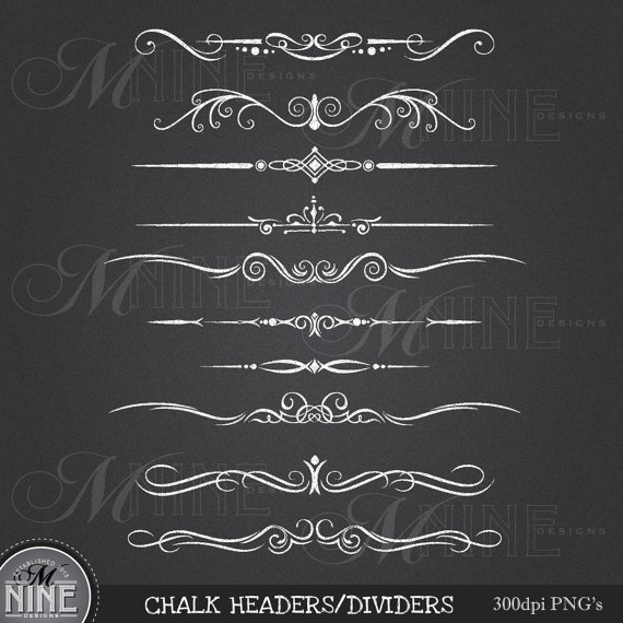 Clipart  Design Elements Instant Download Chalkboard Borders Accents