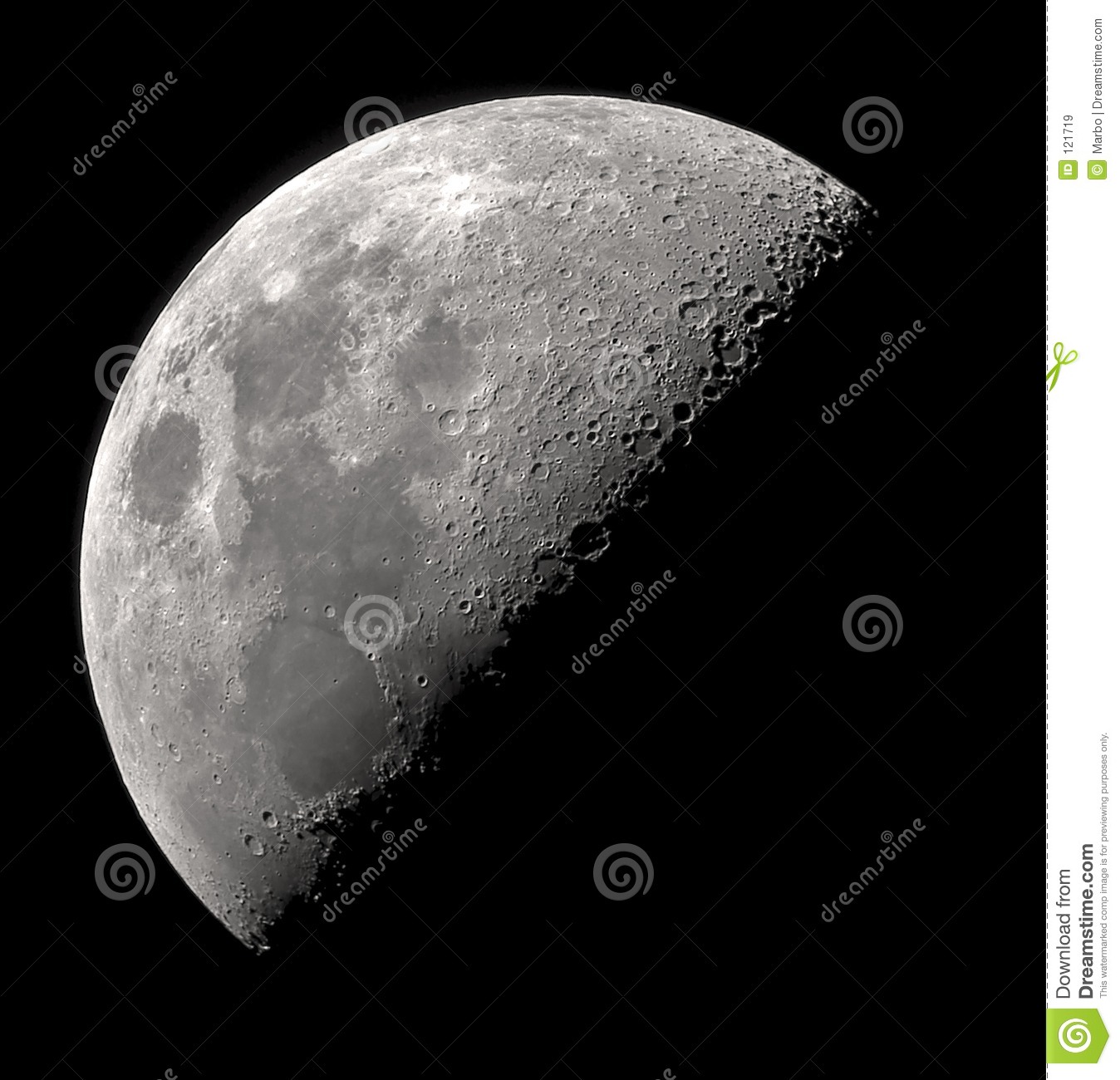 First Quarter Moon Clipart Telescopic View Of The 1st Quarter Moon