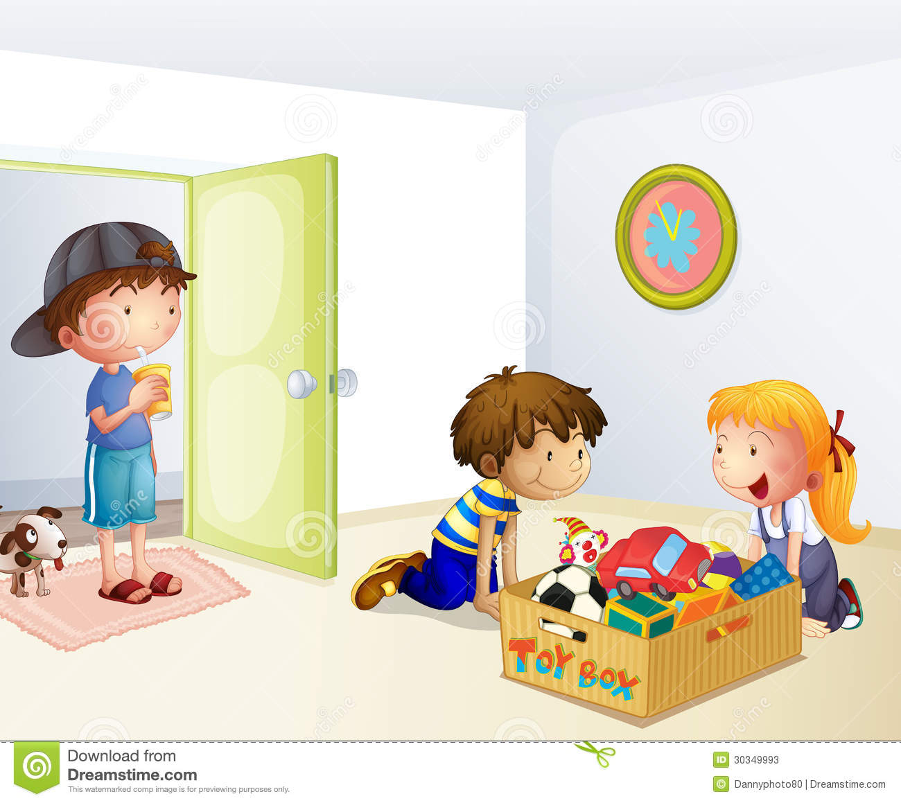 Inside The House With A Box Of Toys Stock Photos   Image  30349993
