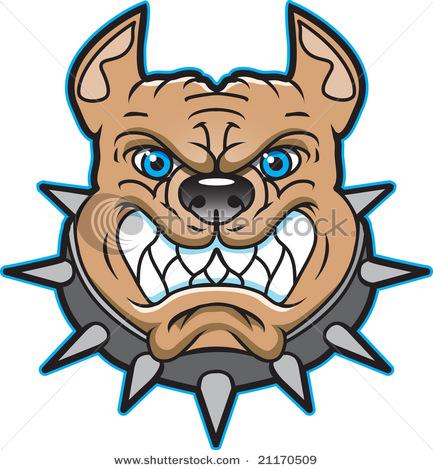 Mean Looking Pit Bull Logo Bearing Teeth With Spiked Collar   Vector