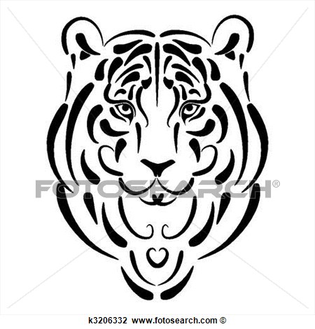 Tiger Stylized Silhouette Symbol 2010 Year View Large Clip Art