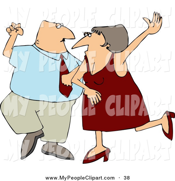 Clip Art Of A Cheerful Man And Woman Husband And Wife Dancing    