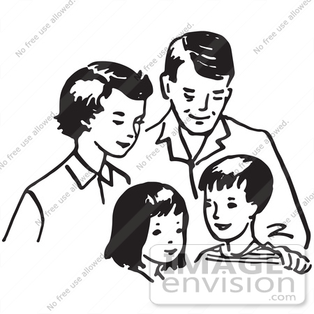 Happy Family Clipart Black And White Free Clipart Illustration Of