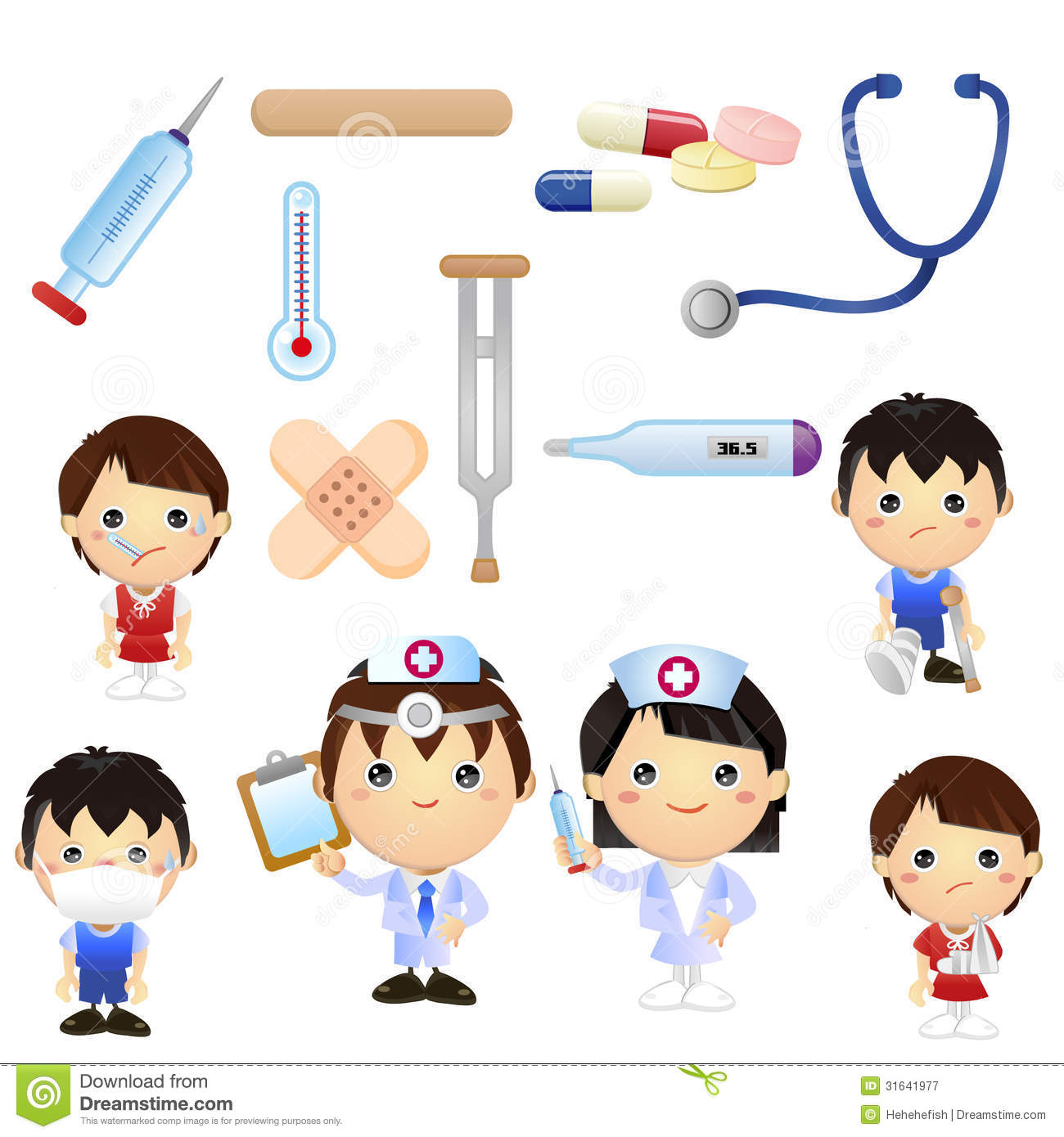 Set Of Cartoon Medical Clipart Good For Teaching Material Book For