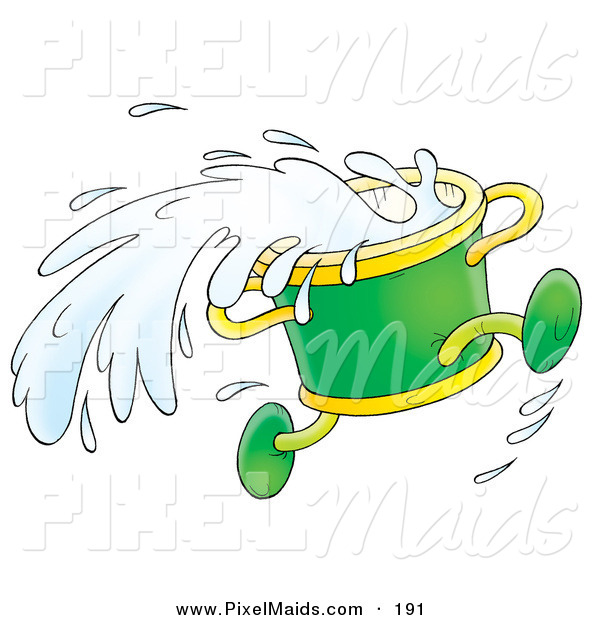 Clipart Of A Running Green Bucket Splashing Water On White By Alex