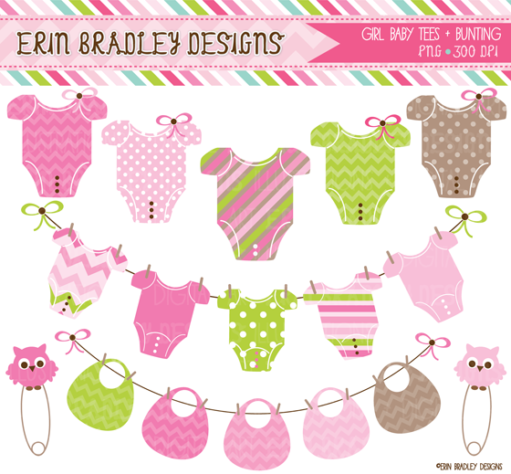 Erin Bradley Designs  New Baby Tees   Bunting Clipart Sets