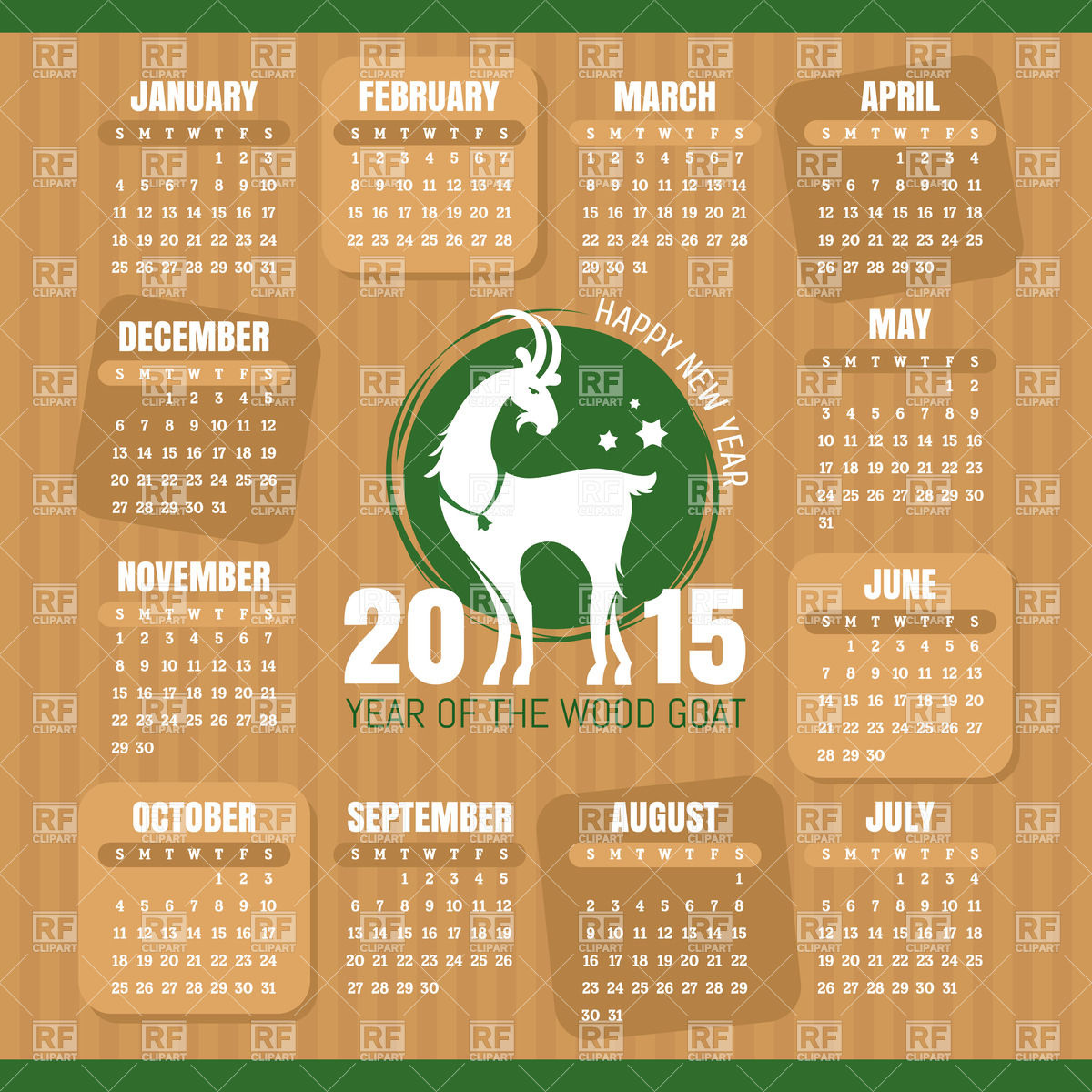 Of The Goat 2015 Calendar Download Royalty Free Vector Clipart  Eps
