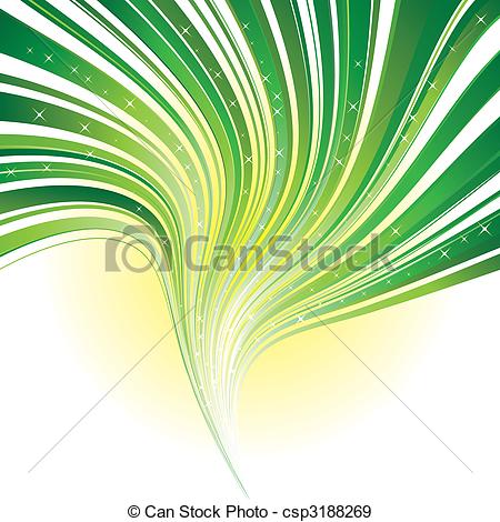 Vector   Abstract Green Stripe Swirl Background With Stars   Stock
