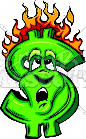 Burning Money Clipart Face With Concerned Expression Vector    