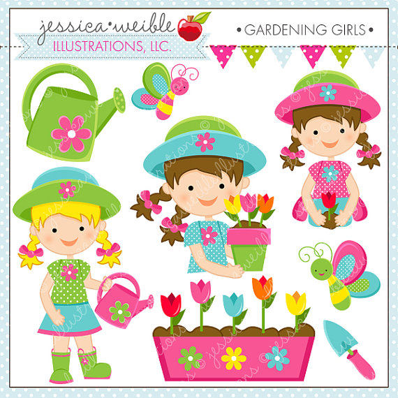 Clipart For Commercial Or Personal Use Spring Flower Girl Garden
