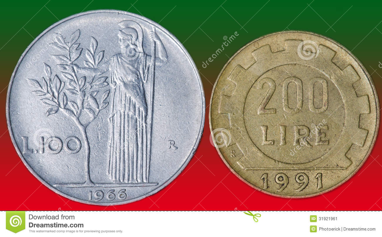 Italian Coins Of 100 And 200 Pounds Before The Euro