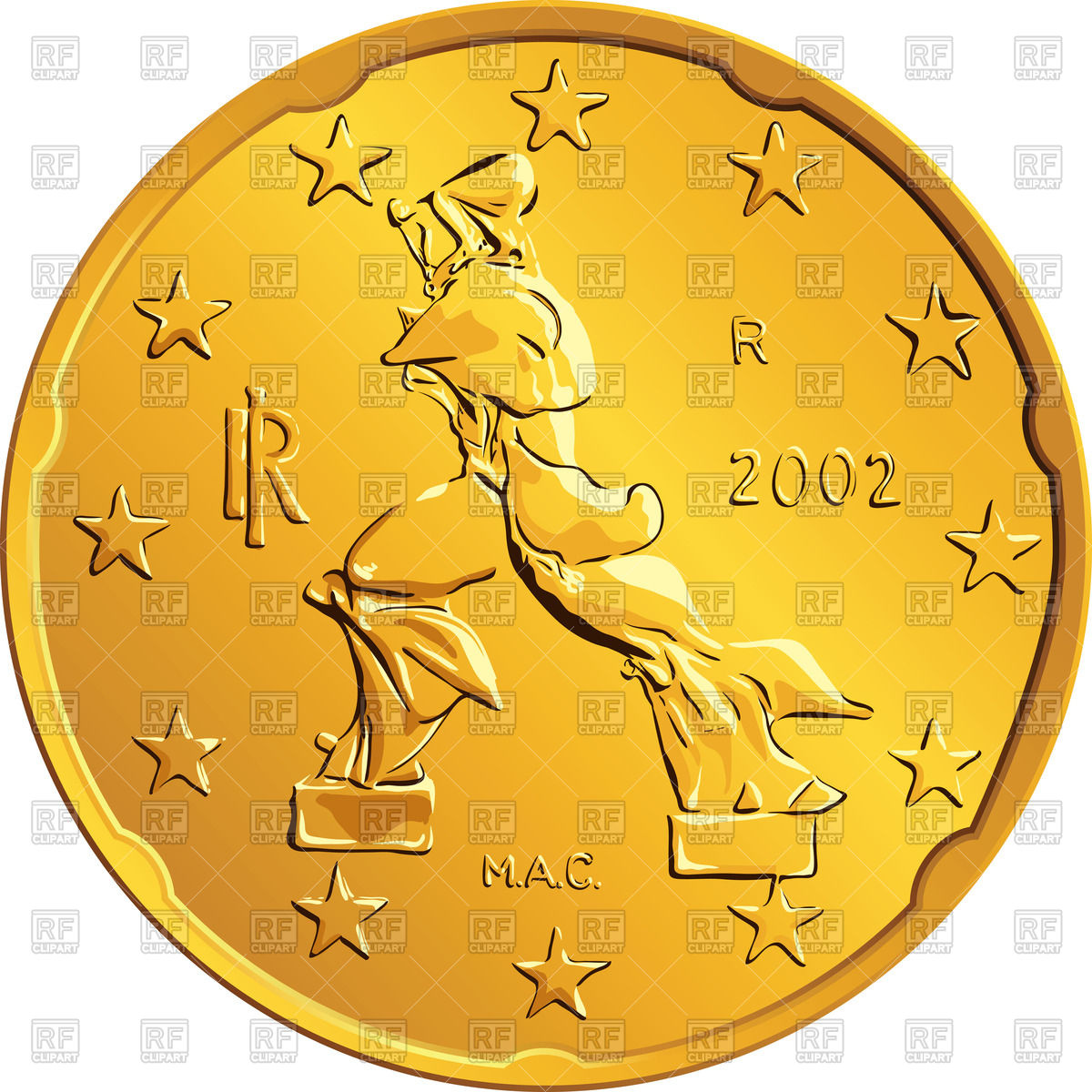 Italian Money   Gold Euro Coin With Walking Man 43523 Download