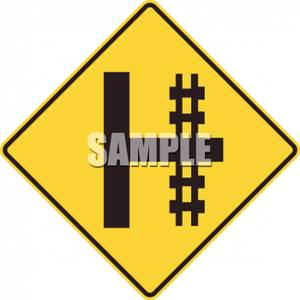 Railroad Crossing On Right Sign   Royalty Free Clipart Picture