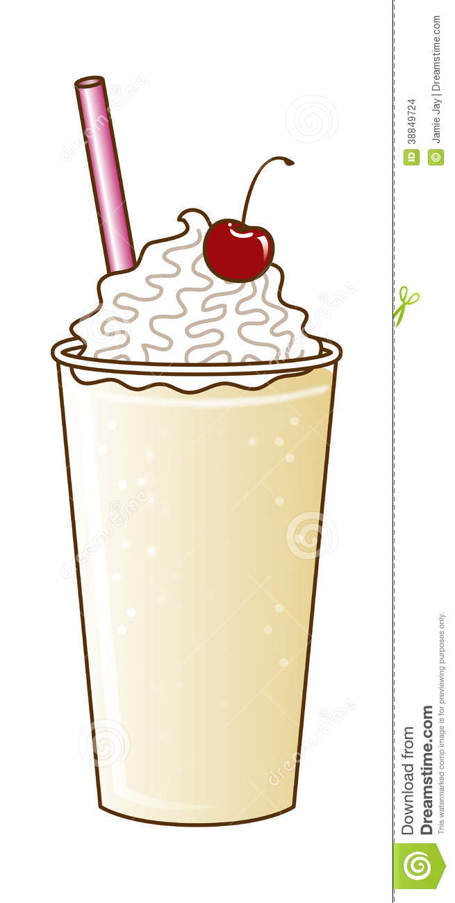 Vanilla Milkshake Illustration  Graphic Design Showing Whipped Cream
