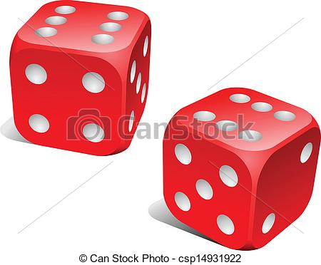 Vector   Red And White Dice With Double Six Roll    Stock Illustration