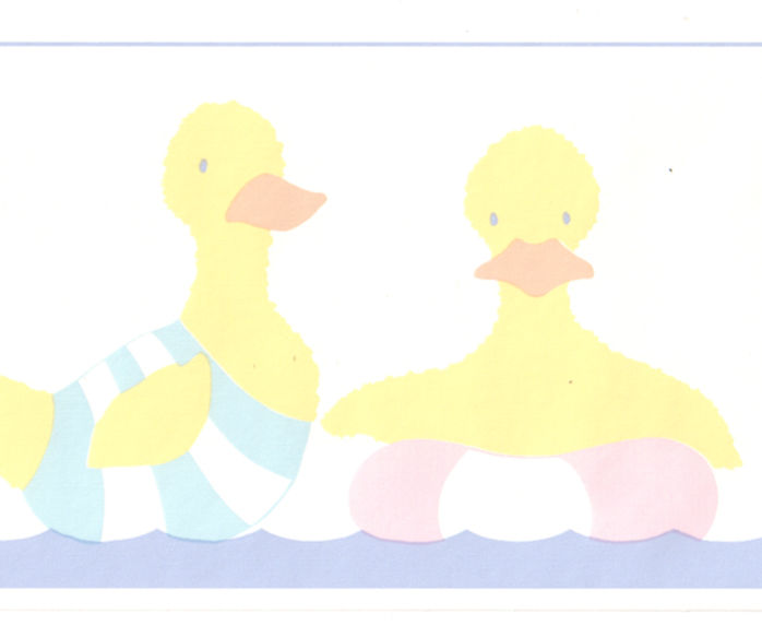     Pastel Color Blue Pink Boy Girl Ducks Baby Nursery Wall Paper Border