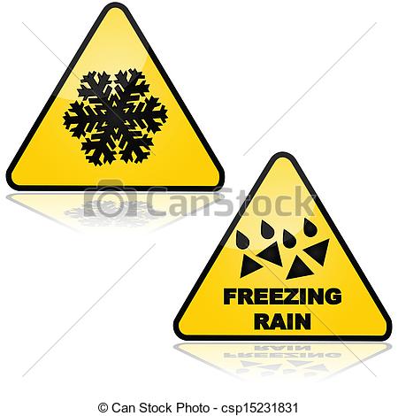 Vectors Of Snow And Freezing Rain   Traffic Signs Showing Warnings For