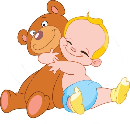 211438 Blond Baby Boy Hugging A Big Teddy Bear Poster Art Print