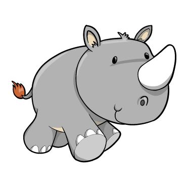 Cartoon Baby Rhino Cute Cartoon Charging Rhino Rhino Running Drawings