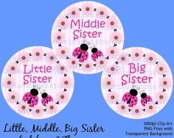 Buy 2 Get 1 Free   Instant Download   Big Middle Little Sister Clip