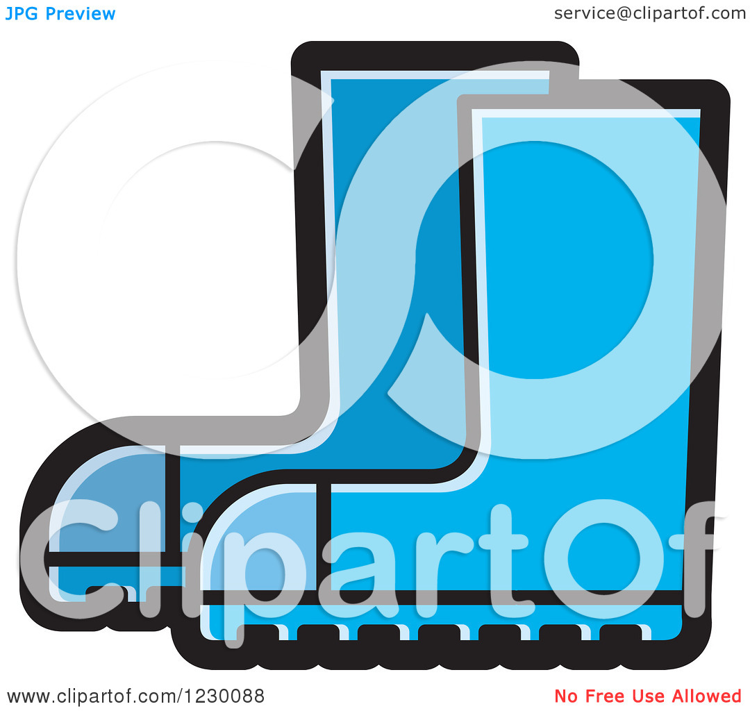 Clipart Of A Blue Rubber Boots Icon   Royalty Free Vector Illustration