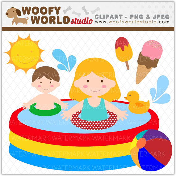 Summer Splash Pool And Beach Clipart   Instant Download   Digital Clip