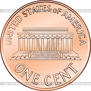 American Coin One Cent Penny   Vector Clip Art