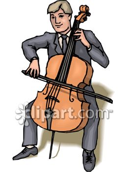 Man Seated In A Suit Playing A Cello   Royalty Free Clipart Picture