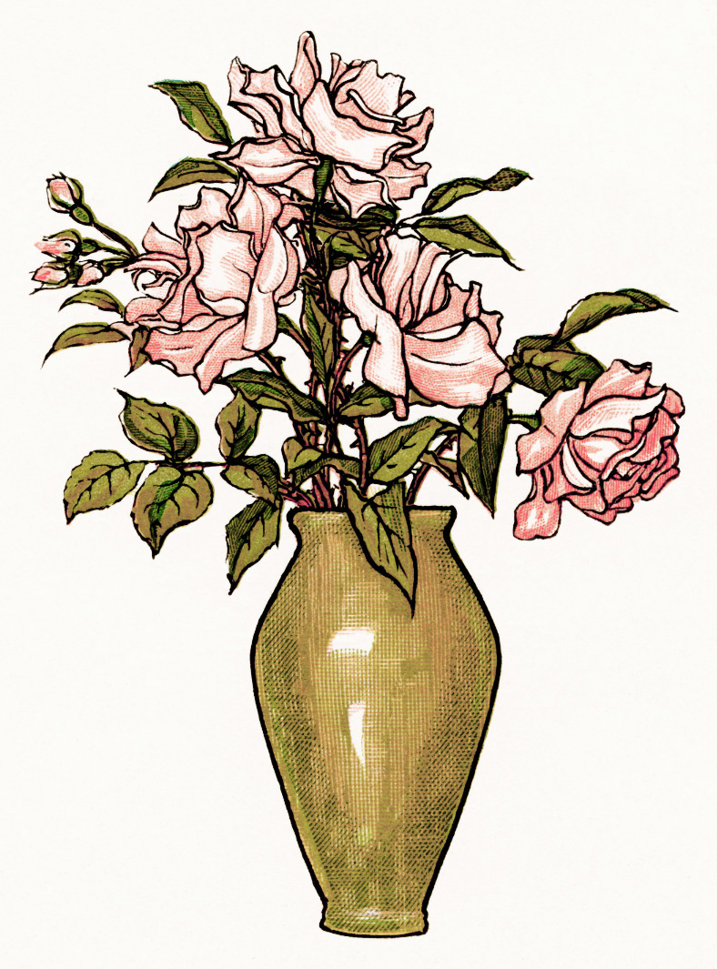 Roses In Vase Clip Art Clipart Flowers Vase Of
