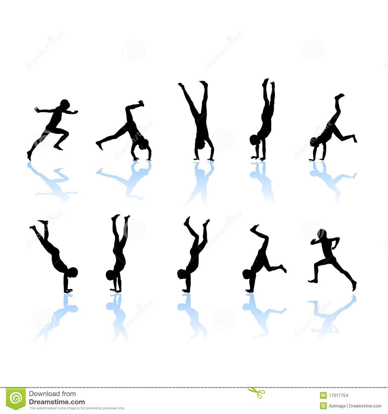 The Boy Somersault Jump There Is On Hands Silhouette Illustration