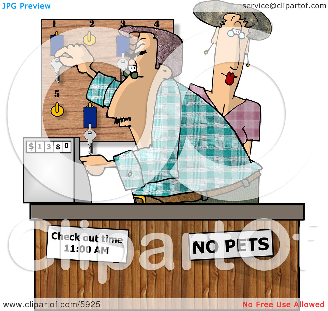 Hotel Clerks Working The Front Desk Clipart Picture By Djart  5925