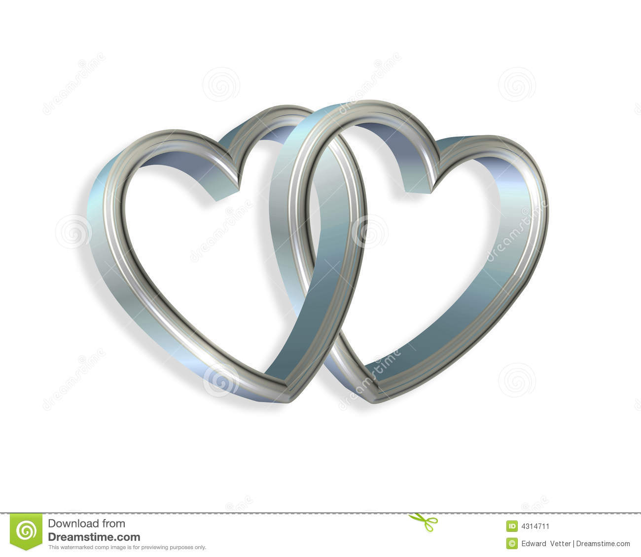 Linked Hearts Clipart Silver Blue Hearts Linked 3d