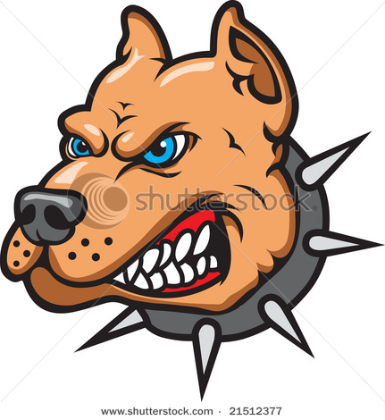 Aggressive Angry Pit Bull Dog Mascot   Vector Clip Art Illustration