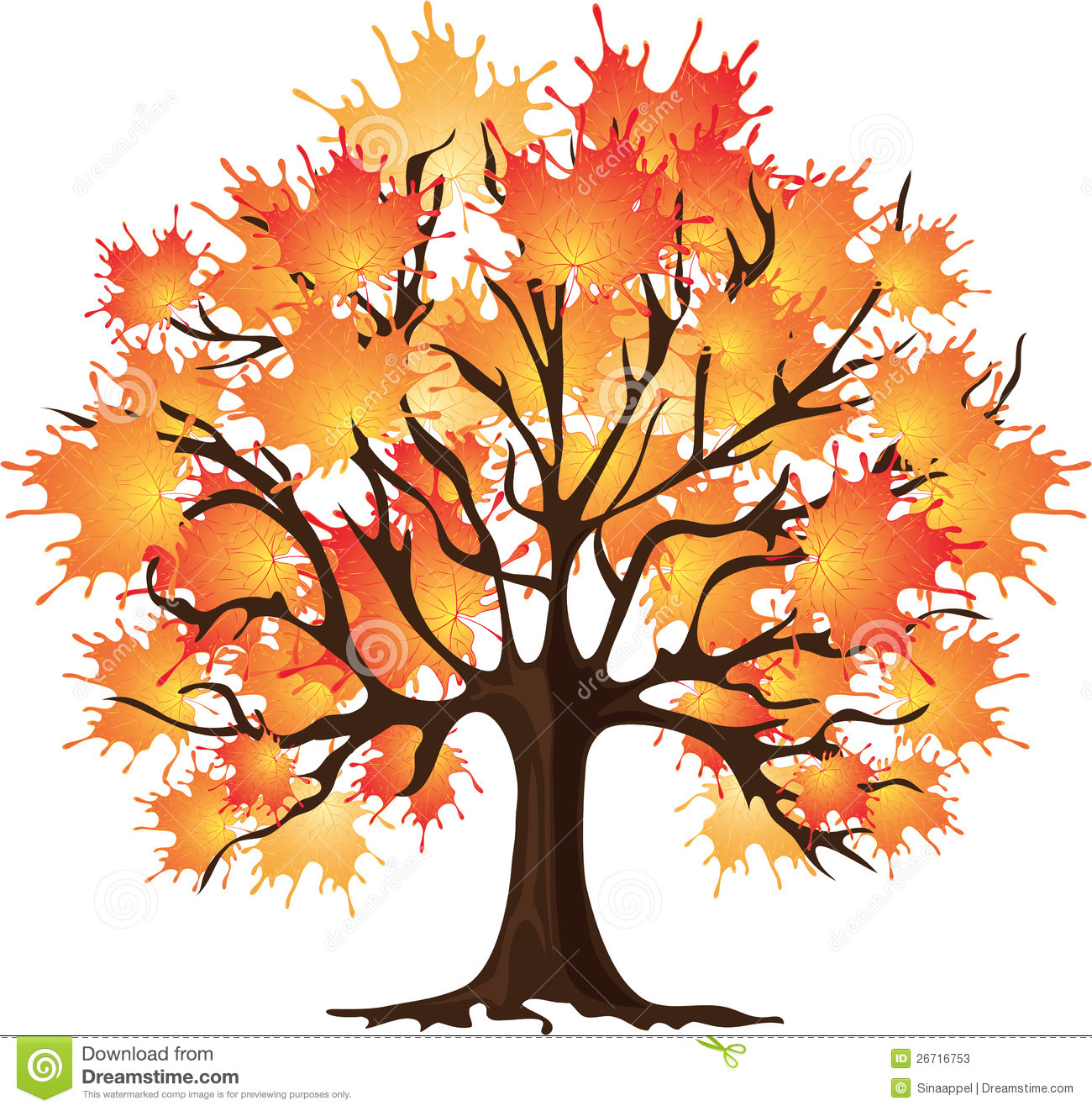 Animated Fall Tree Clip Art Art Autumn Tree Maple Vector Illustration