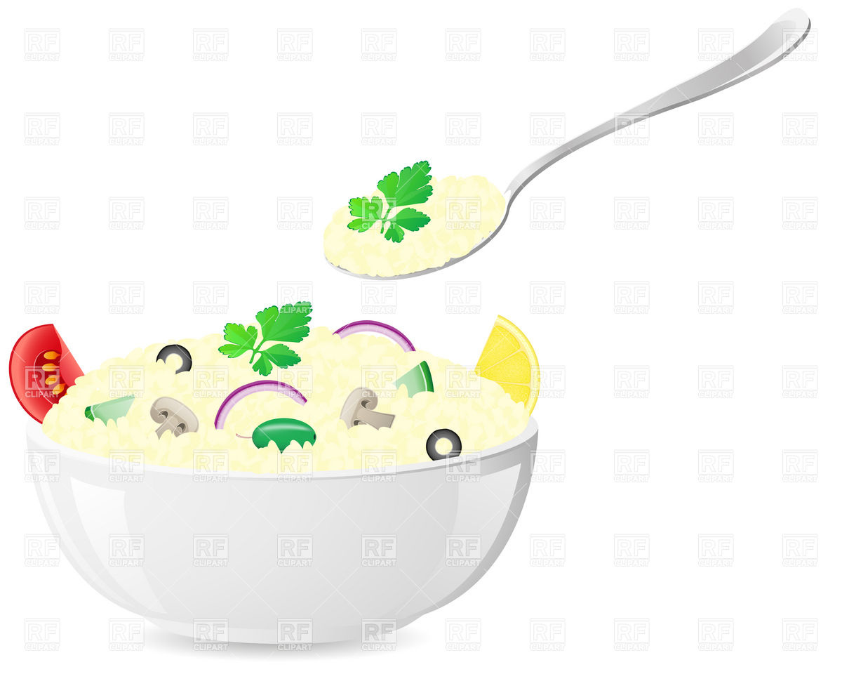 Bowl Of Porridge   Rice With Vegetables And Spoon Food And Beverages